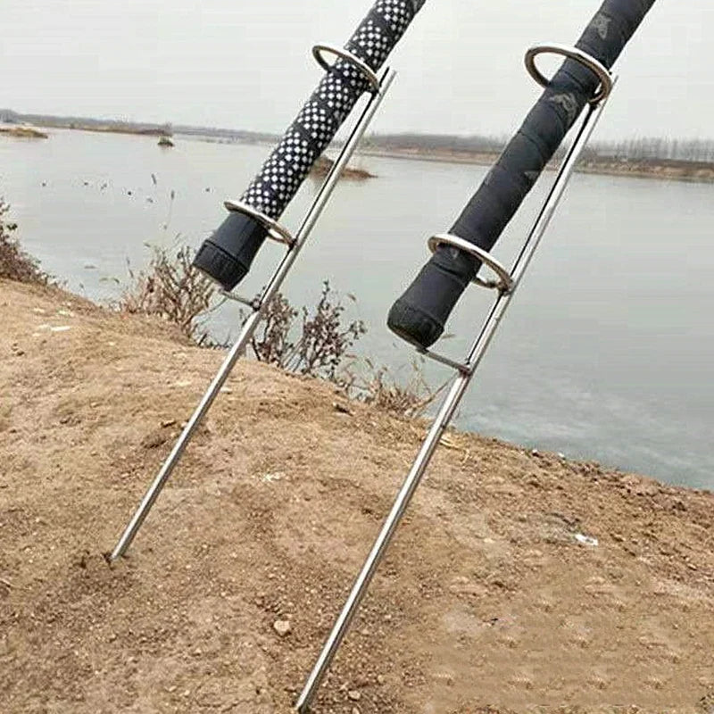 Double Ring Fishing Rod Holder Ground Bank Bracket – Stainless Steel Fishing Rod Holder Qme