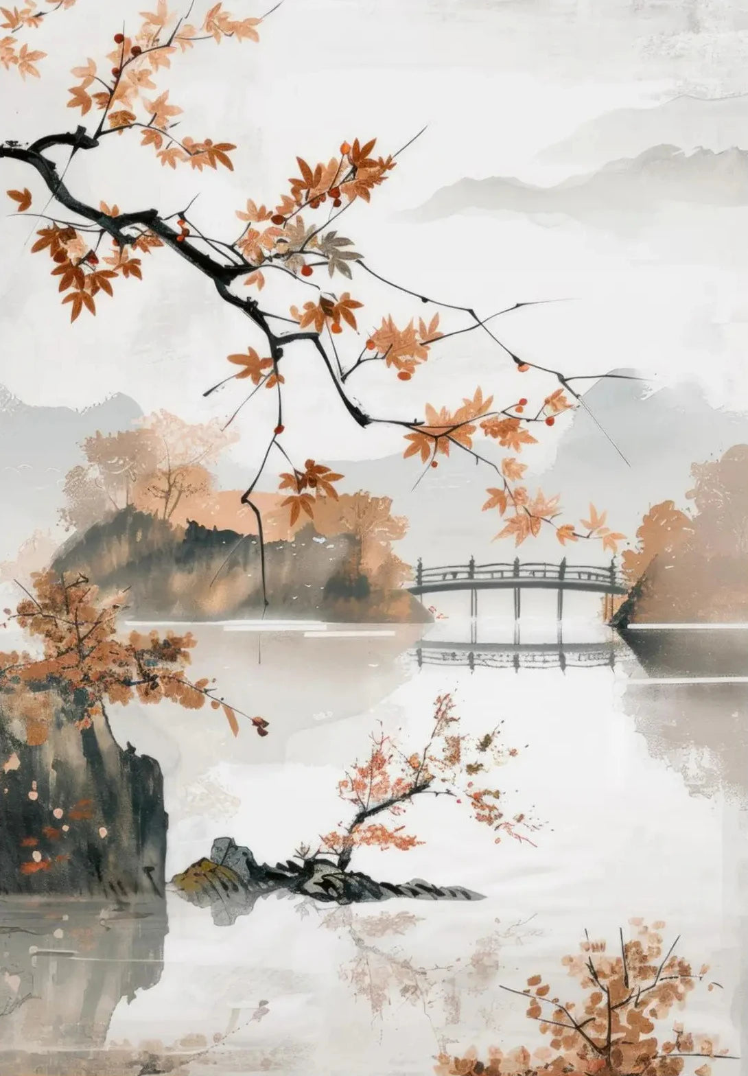 Zen Minimalist Landscape Canvas Print | Frameless Wall Art Canvas Wall Art Qst E 30X40cm No Framed