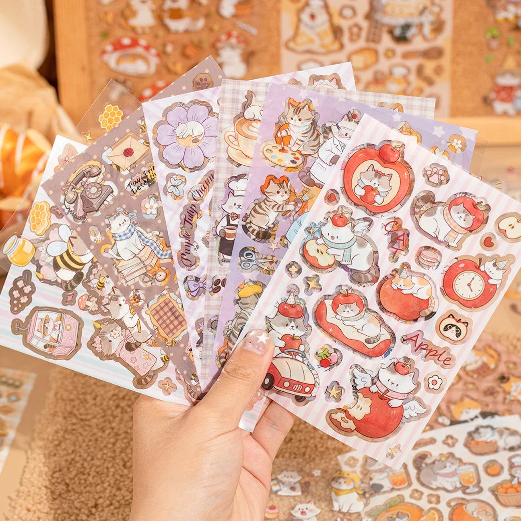 Cute Cat Die-Cut Sticker Book | DIY Scrapbook & Craft Stickers Decorative Sticker Book Qme