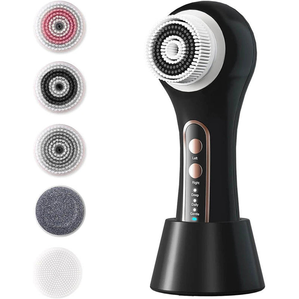 5-in-1 Electric Facial Cleansing Brush – IPX7, USB Rechargeable Facial Cleansing Brush Qst