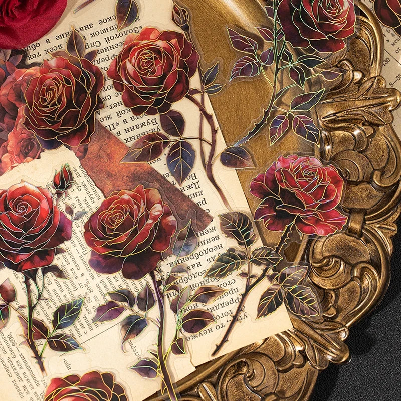 Retro Rose Sticker Sheets – Junk Journal & Scrapbook Decor Craft Sticker Sheets Qme
