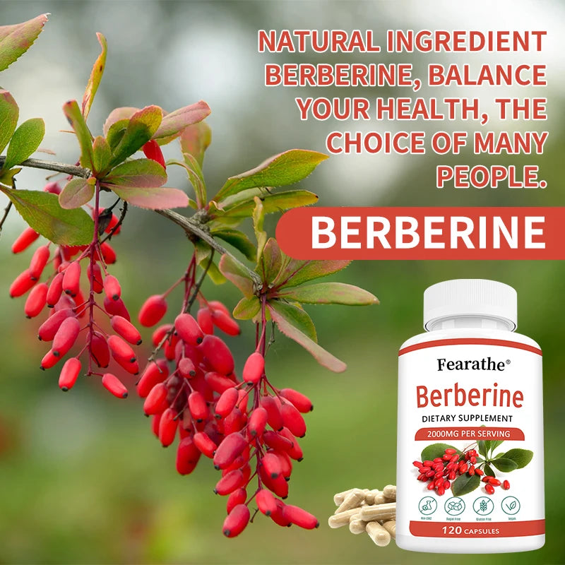 Berberine Capsules 2000mg – Non-GMO Digestive & Heart Support Herbal Supplement Qst