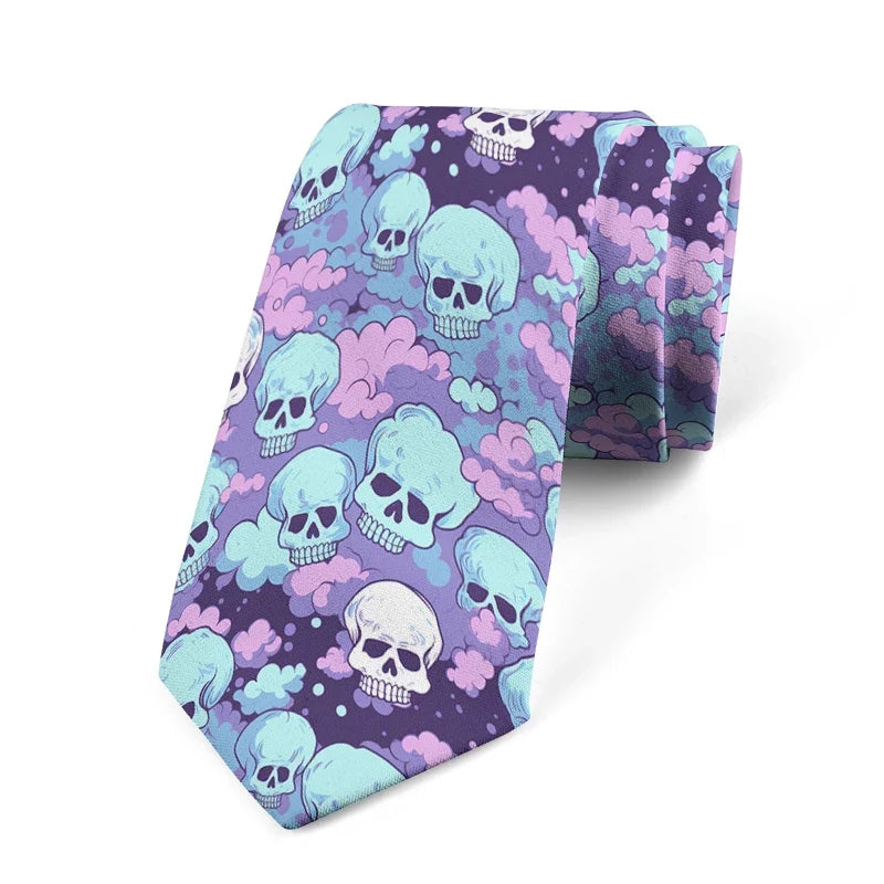 Funny Skeleton 3D Print Necktie – Unisex Novelty Tie Novelty Necktie Qme style8