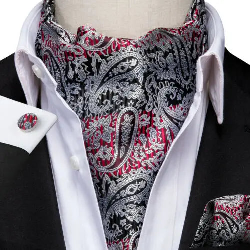 Men's Paisley Cravat Ascot Set with Cufflinks & Handkerchief