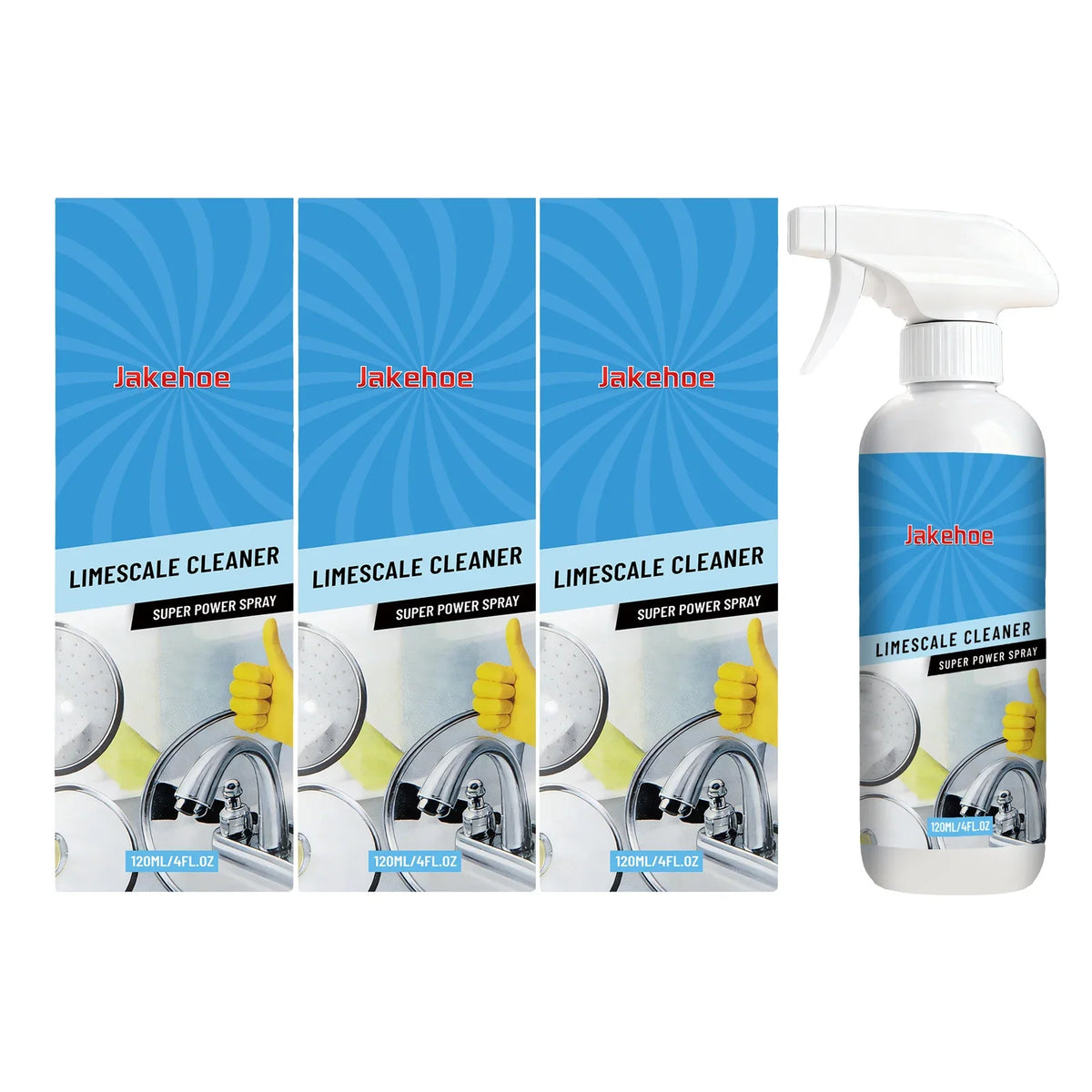 Scale & Hard Water Stain Remover Spray 120ml | No-Scrub Cleaning Spray Qme 3 x 120ml Boxed