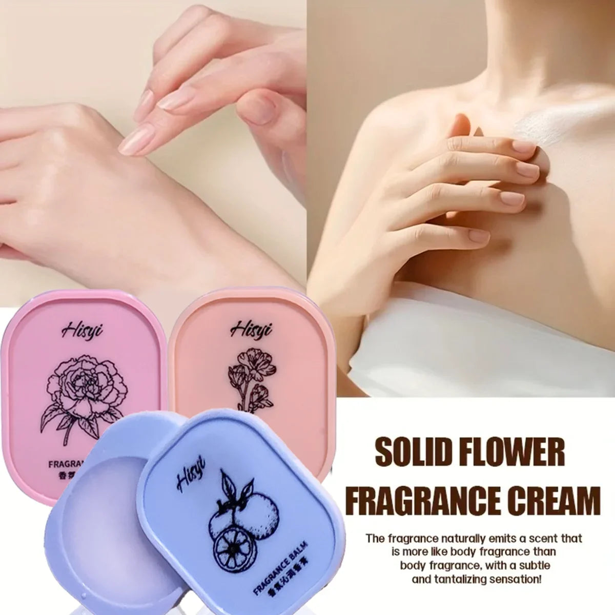 HISYI Solid Perfume Balm – Vegan Floral Scent Compact Solid Perfume Balm Qme