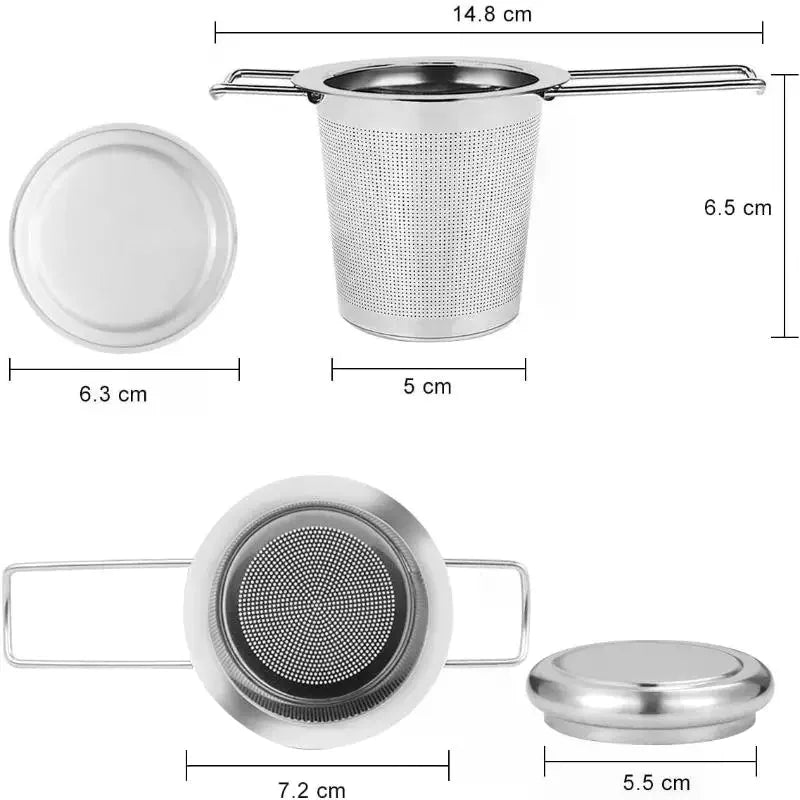 Stainless Steel Mesh Tea Infuser with Lid – Reusable Loose Leaf Tea Infuser Qme