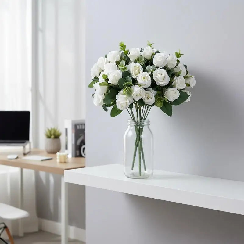 Artificial Silk Rose Bouquet – Wedding & Home Decor | 6 Colors Artificial Flower Bouquet Qme