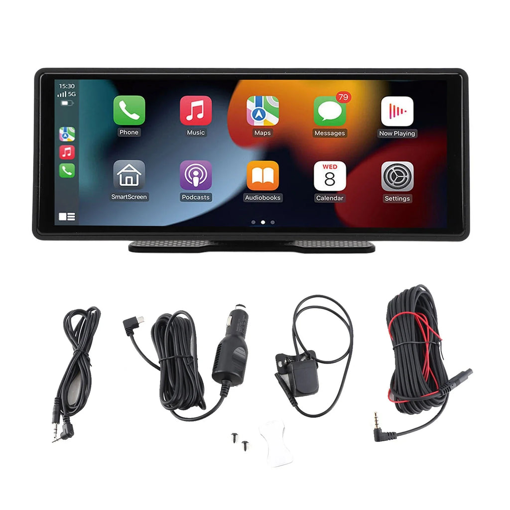 Portable 10.26" Wireless CarPlay Android Auto Car Stereo GPS Portable Car Stereo Qme Black