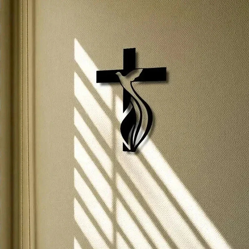 Modern Religious Cross & Praying Hands Metal Wall Decor Metal Wall Art Qme 3