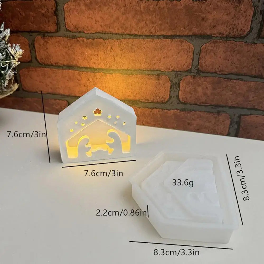 Nativity Scene Silicone Mold – Tealight, Resin & Candle Template Silicone Craft Mold Qme as shown