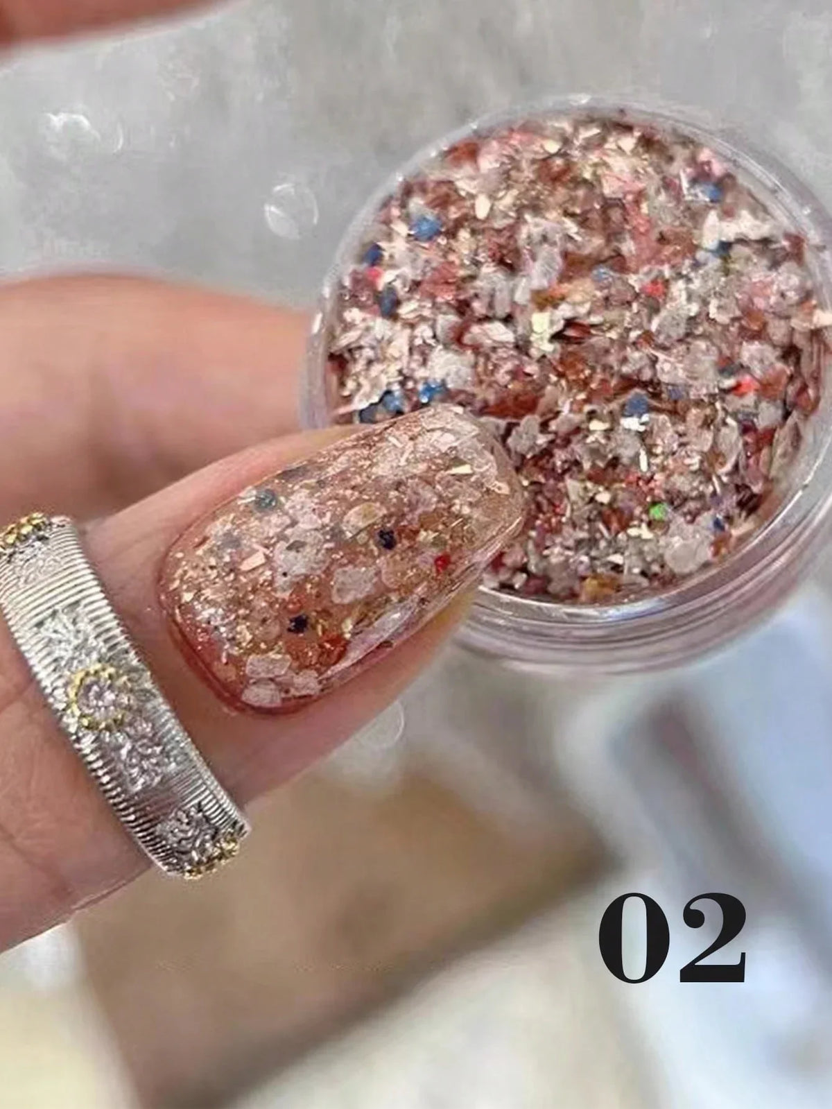 Colorful Shell Chips & Gold Foil Nail Art Decor Set Nail Art Decor Qme pink