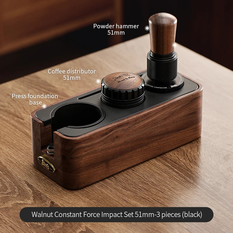 Bincoo Solid Wood Coffee Tamping Stand – 51/58mm Portafilter Coffee Tamping Stand Qst 51mm 3pcs set