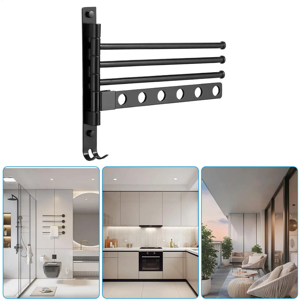 4-Arm Swivel Wall Mount Towel Rack Bathroom Organizer Swivel Towel Rack Qme