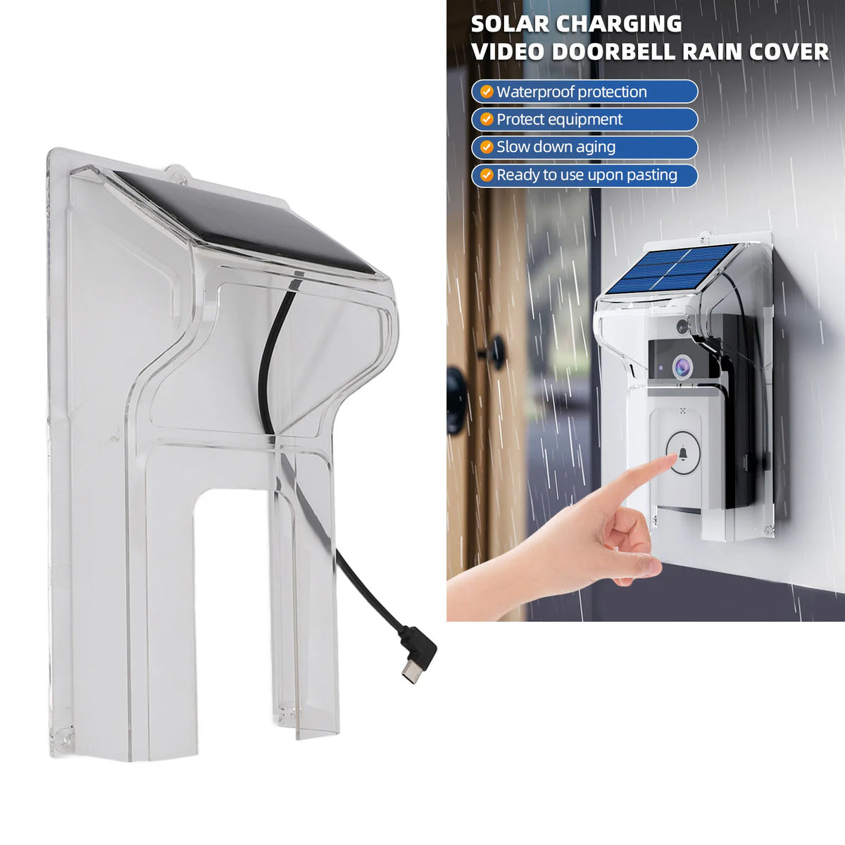 Solar Powered Weatherproof Doorbell Rain Cover – ABS Doorbell Rain Cover Qst