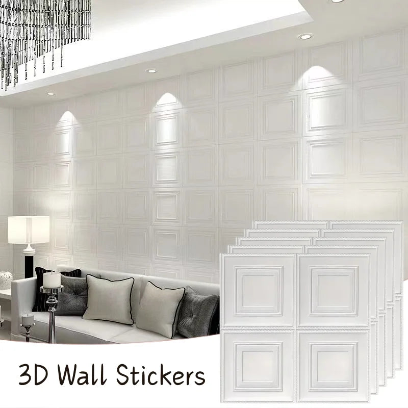 3D Brick Self Adhesive Wall Sticker 70x70cm – Waterproof PE Wall Sticker Panel Qme 70cmx70cm 5pcs white