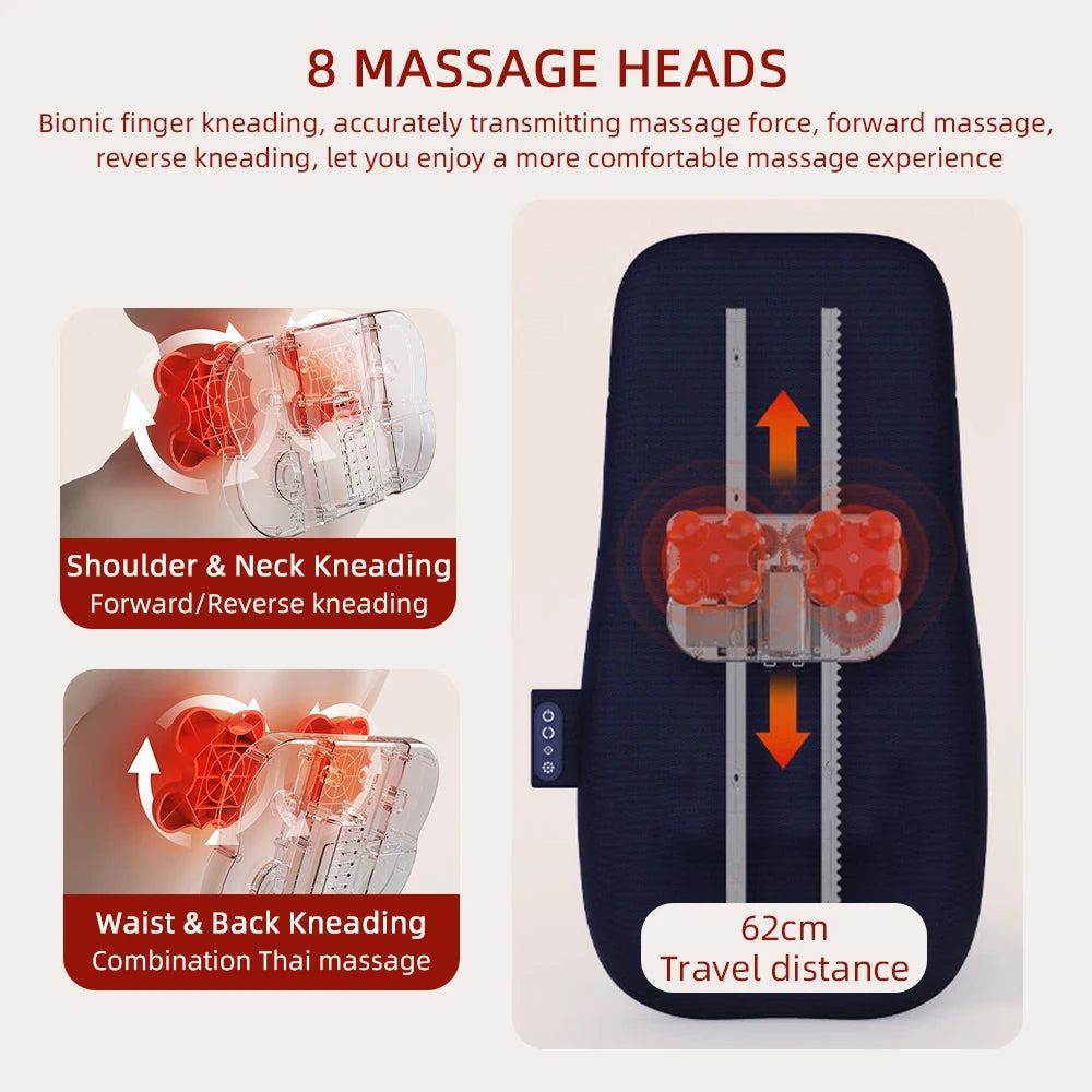 3D Shiatsu Back Massage Cushion – Kneading Chair Pad Massager Back Massage Cushion Qst