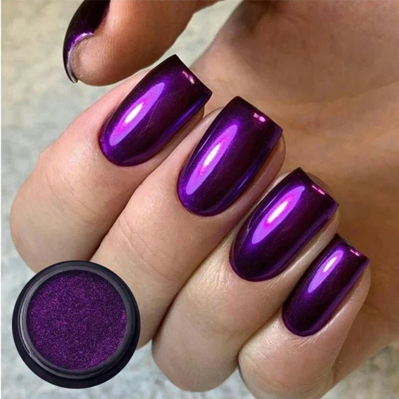 Magic Mirror Chrome Nail Powder – Metal Glitter Gel Polish Art Chrome Nail Powder Qme
