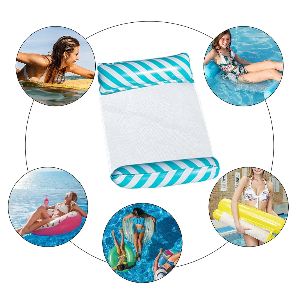 Foldable Striped Inflatable Pool Lounge Chair | Beach Float Inflatable Pool Lounger Qme