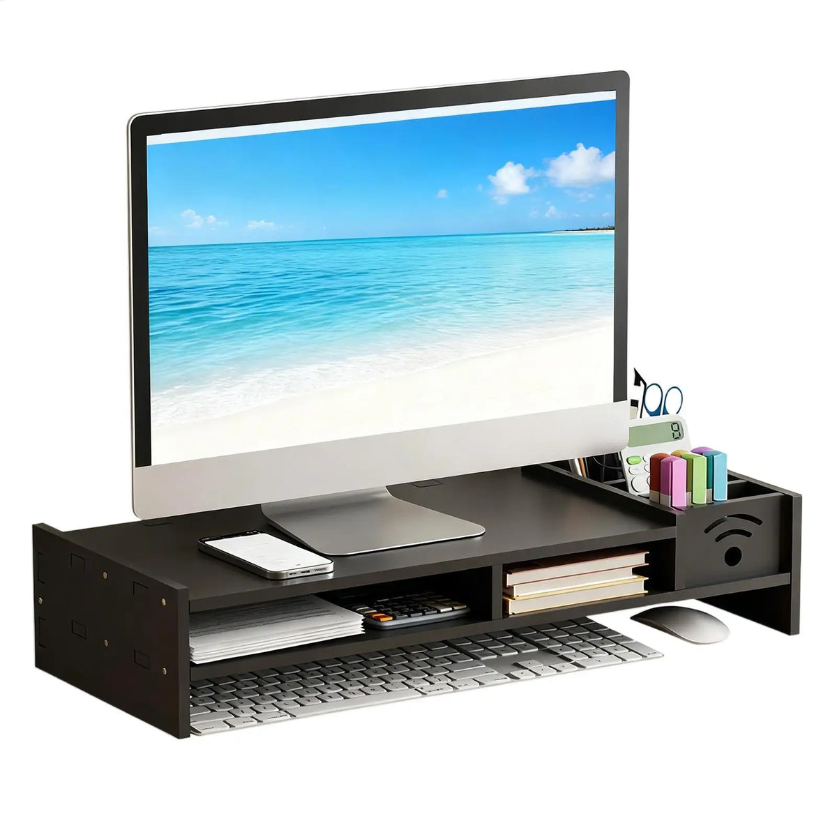 2-Tier Desk Monitor Stand & Organizer – 4.3" Riser Monitor Stand Riser Qst