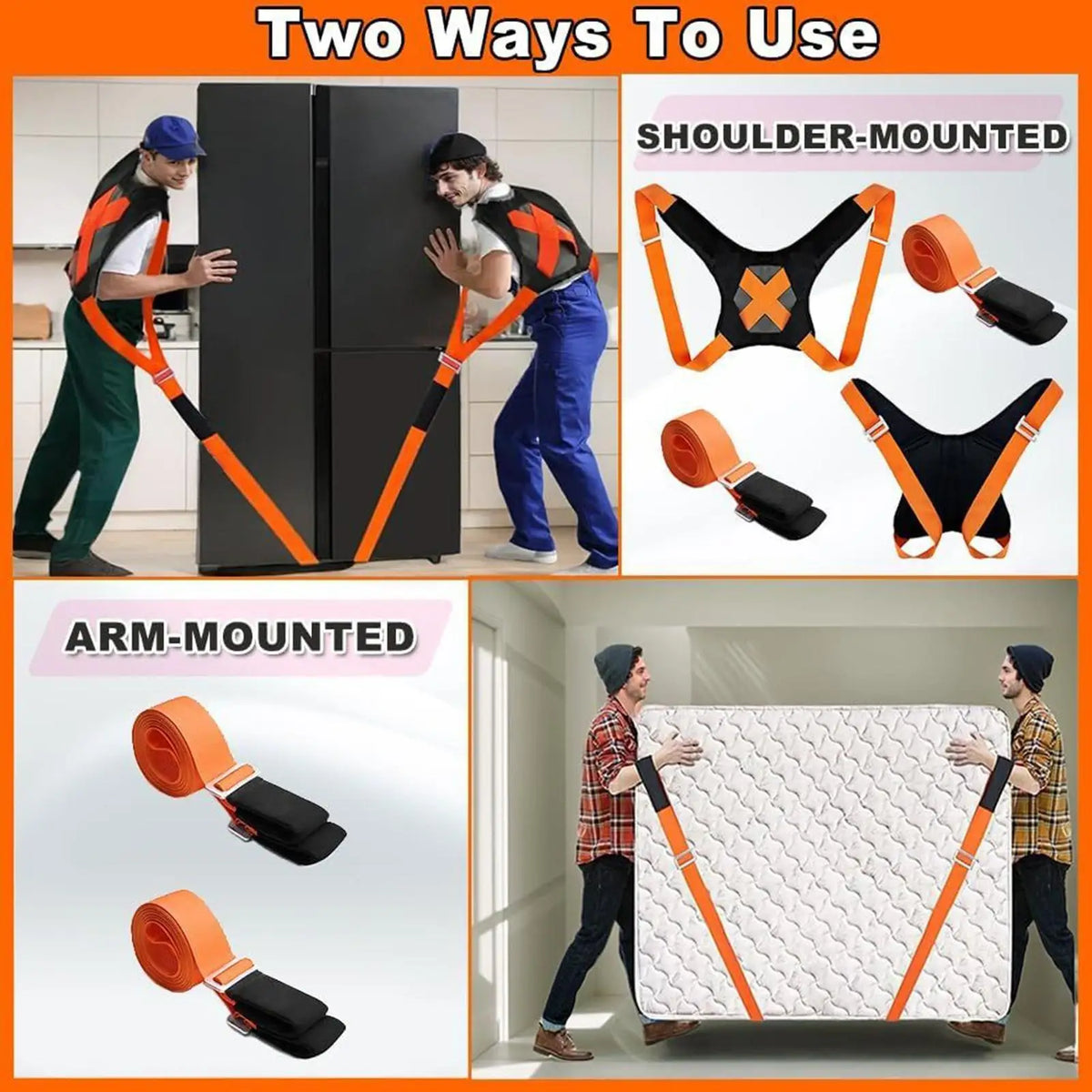 2-Person Furniture Lifting Straps – Adjustable Moving Harness Furniture Moving Straps Qme