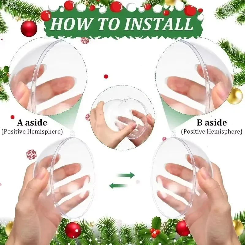 10 Transparent Christmas Bauble Ornaments – Fillable 4cm Balls Christmas Bauble Ornaments Qme
