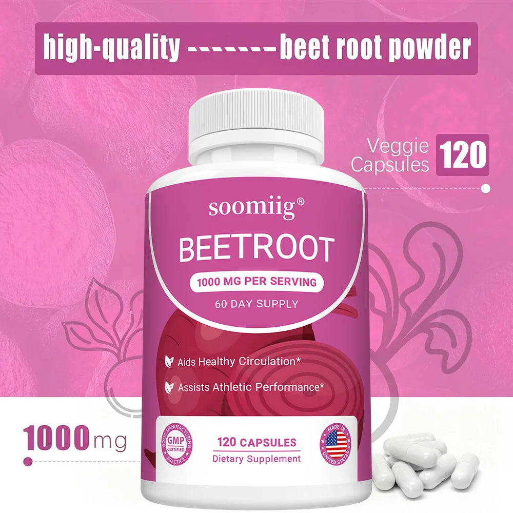 Organic Beetroot Capsules – Energy, Endurance & Heart Support Herbal Supplement Qst