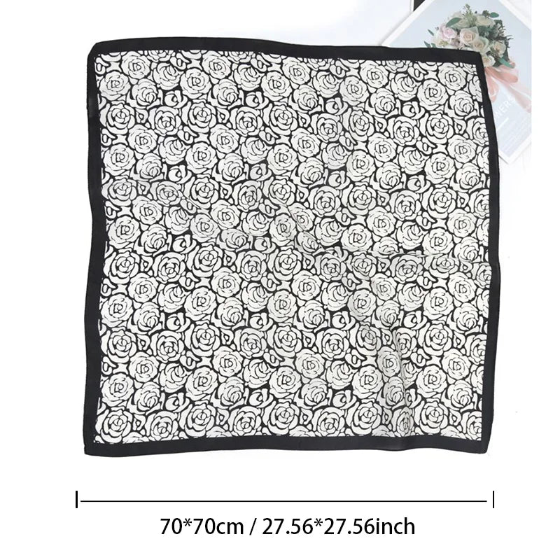 Women's Square Scarf Floral Leopard Print Shawl Hijab Square Scarf Shawl Qme