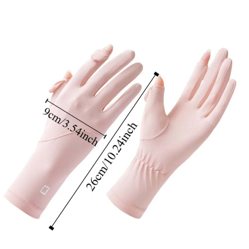 Ice Silk Women's UV Protection Gloves – Breathable & Cooling Sun Protection Gloves Qme