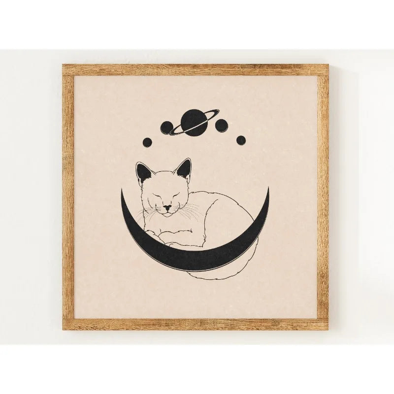Yin Yang Cats Celestial Canvas Print – Boho Astrology Wall Art Canvas Wall Art Qst 8 20x30cm Unframed