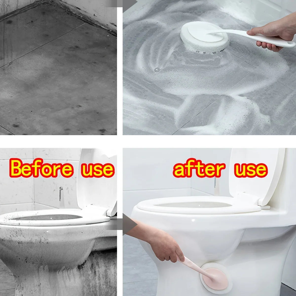 Handheld Bath Cleaning Brush – Toilet, Tile & Floor Scrubber Bathroom Cleaning Brush Qme