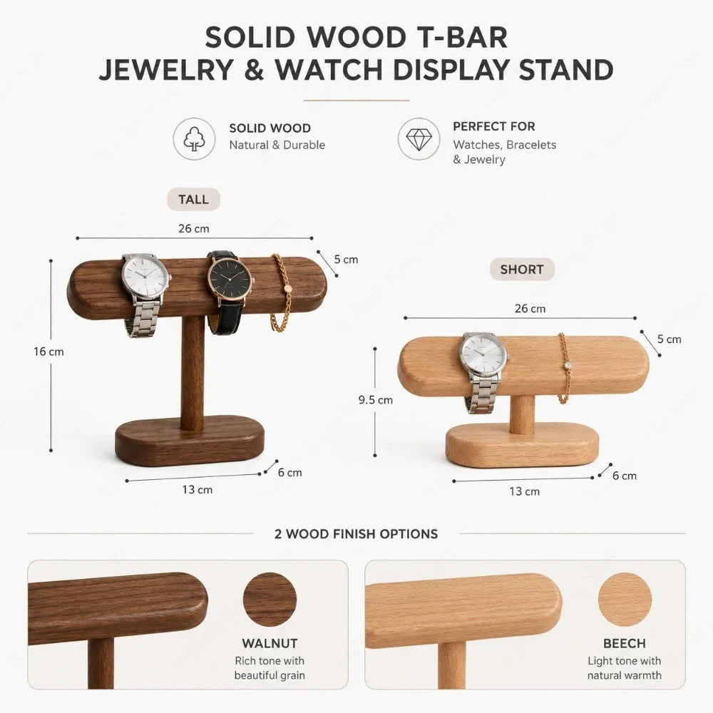 Wooden Jewelry & Watch Rack Organizer | Beech Walnut Holder Jewelry & Watch Rack Qme