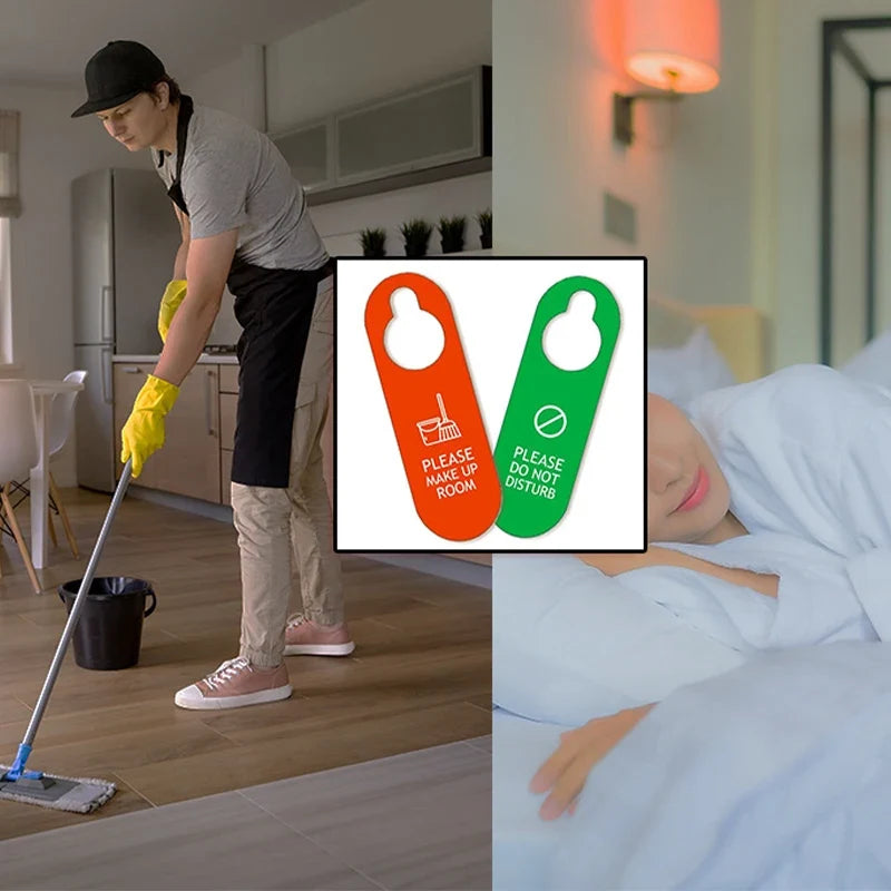 Double-Sided Hotel Door Sign – Make Up Room & Do Not Disturb Door Hanging Sign Qme