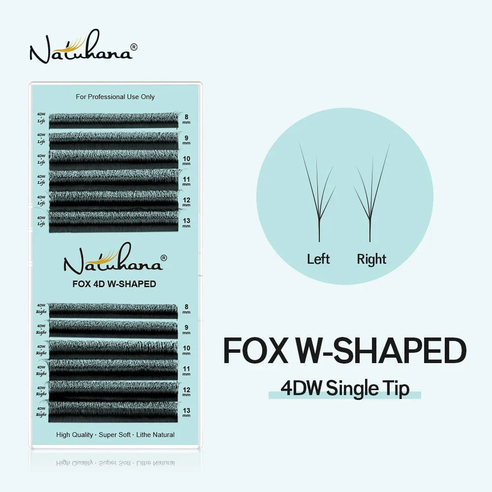 NATUHANA Fox 4D W Shape Matte Black False Eyelash Extensions False Eyelash Extensions Qme