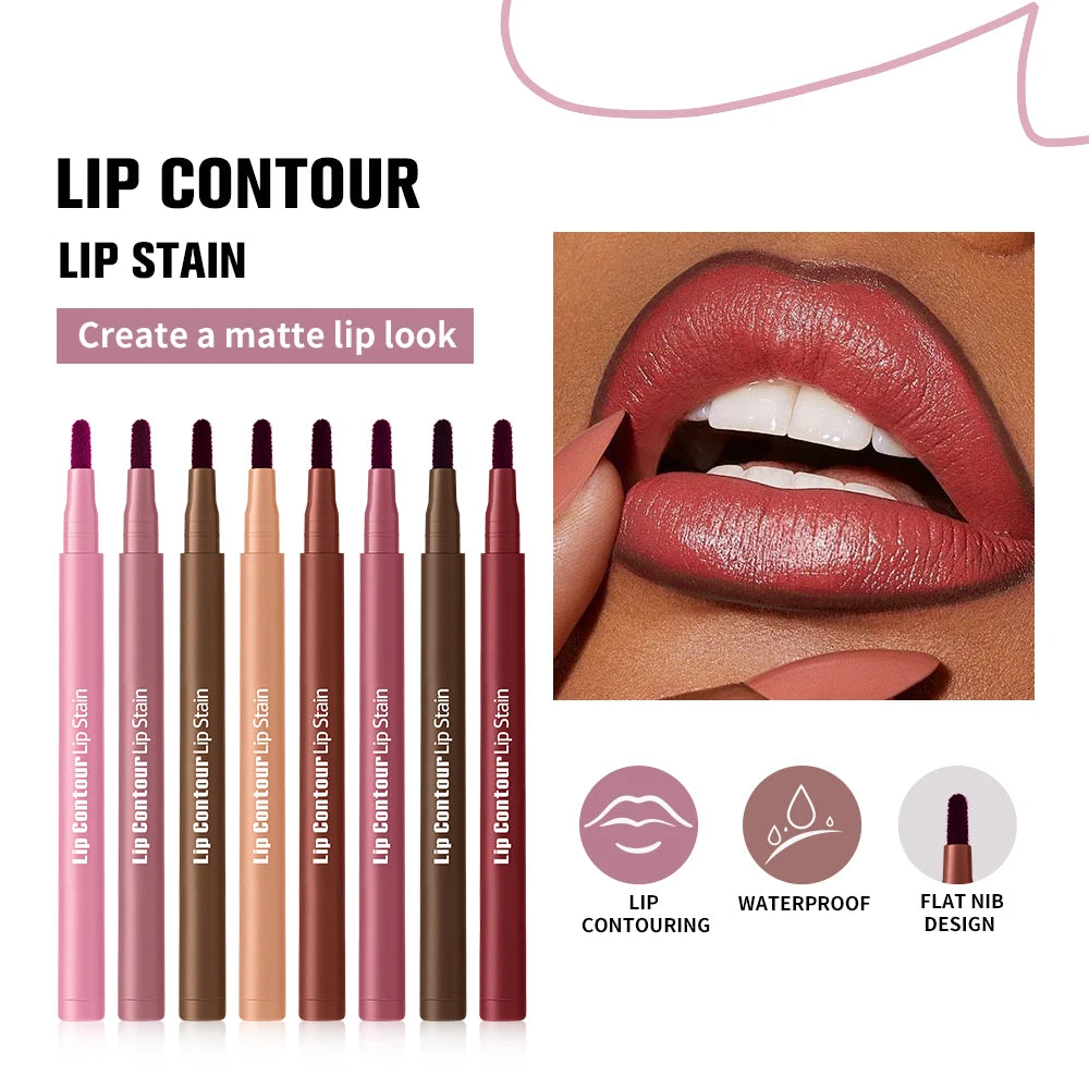 Lakerain Double-Ended Lip Tint & Liner Pen – Matte Nude Lip Liner Pen Qst