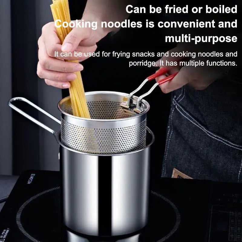304 Stainless Steel Deep Fryer with Frying Basket | Multifunction Stainless Steel Deep Fryer Qme