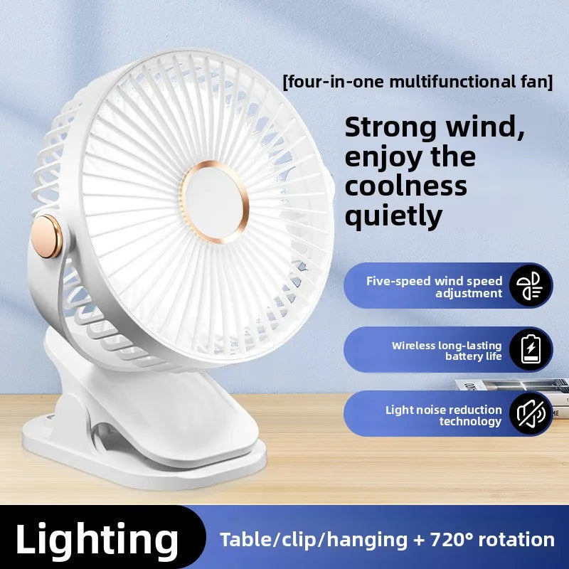USB Rechargeable Clip Fan – Quiet Portable Desk Fan 5W Clip Desk Fan Qst