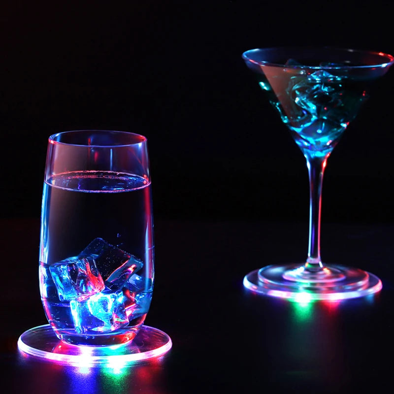 LED Glow Coaster – Colorful Acrylic USB Rechargeable Cup Mat LED Drink Coaster Qst