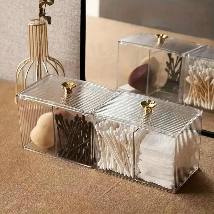 Clear Makeup Cotton Pad Organizer Box | Vanity Storage Vanity Organizer Box Qme