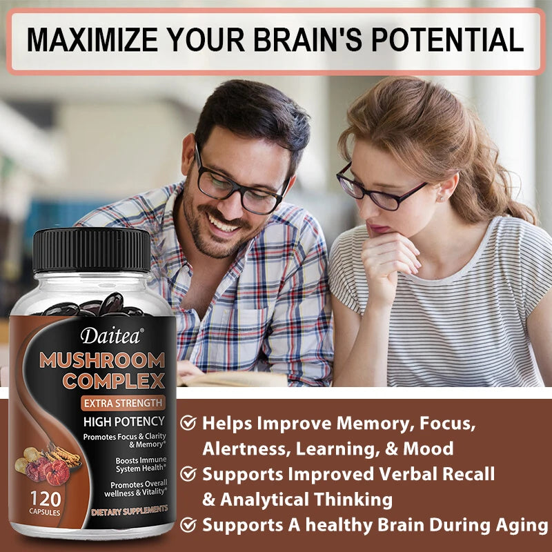 10-in-1 Mushroom Capsules – Lion's Mane, Cordyceps & Reishi Mushroom Supplement Qst