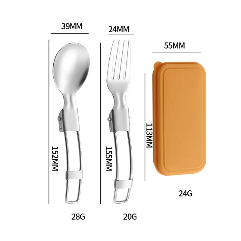 Folding Stainless Steel Cutlery Set – Knife, Fork & Spoon Folding Cutlery Set Qme 2pcs Yellow