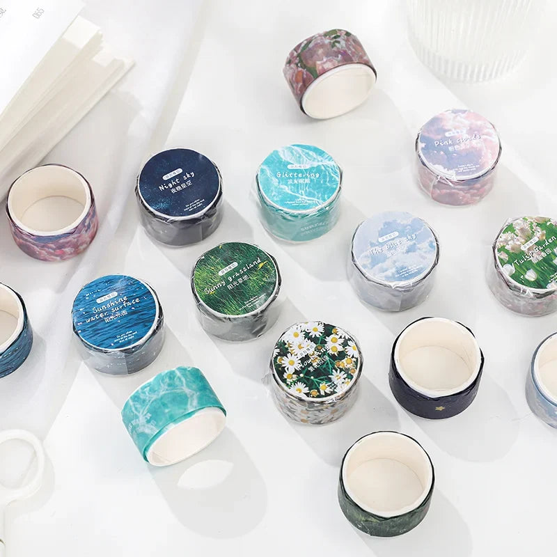Decorative Washi Tape – Floral, Cloud & Starry Sky Designs Decorative Washi Tape Qme