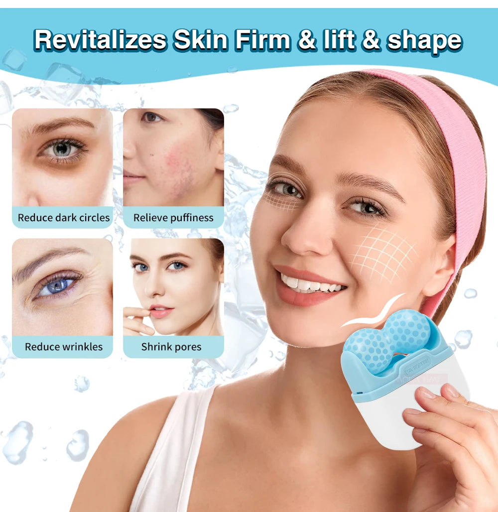 Hello Face S30 Ice Roller – 2 Freezable Heads, Face & Body Facial Ice Roller Qst