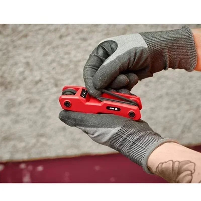 8-Key Metric Folding Hex Key Set 270° | Qme High-Contrast Folding Hex Key Set Qme