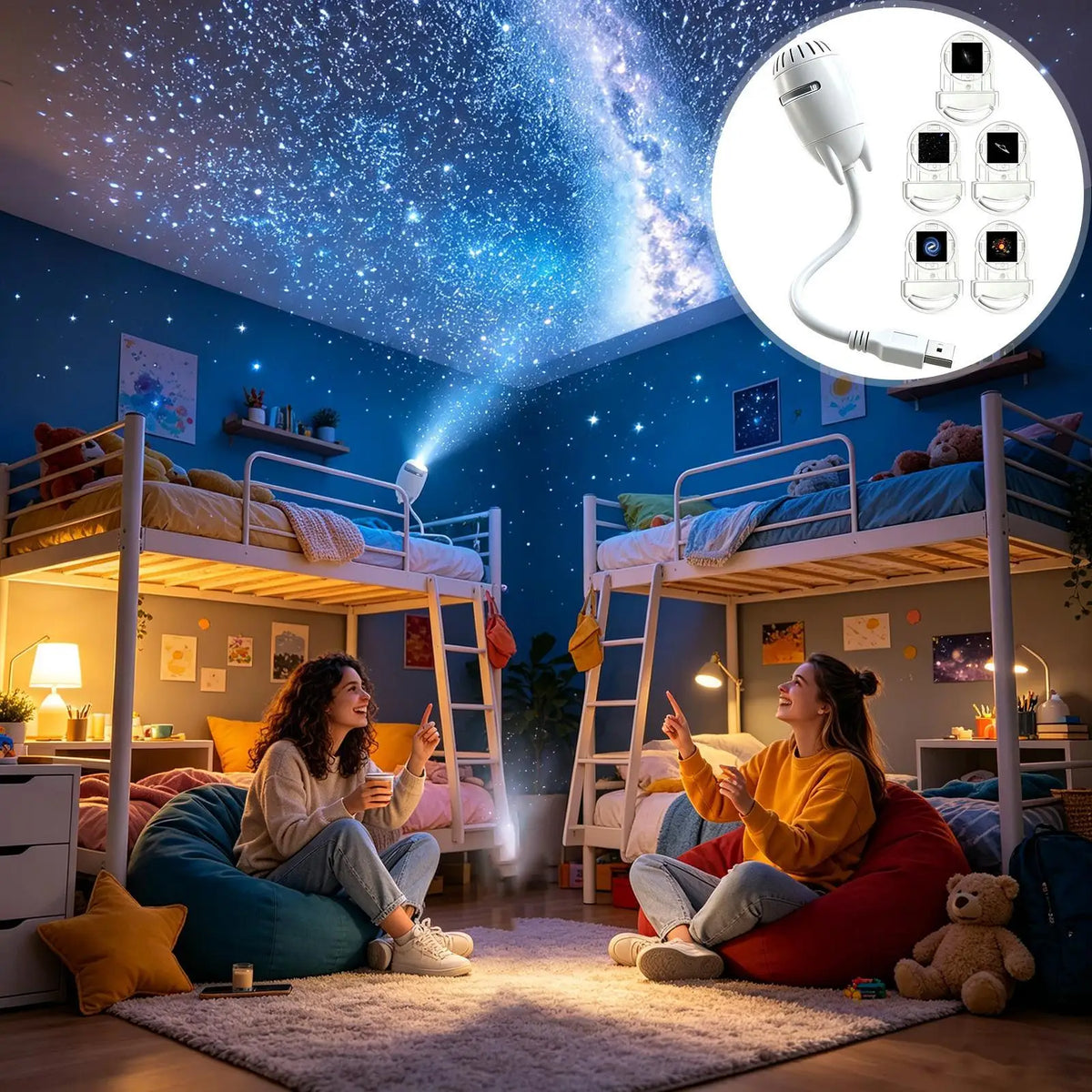 Galaxy Projector Night Light USB Dimmable Gooseneck Lamp Galaxy Projector Lamp Qme