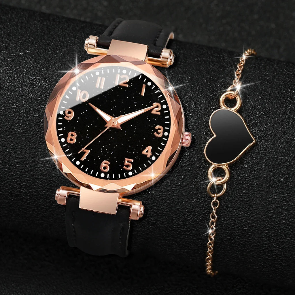 Frosted Digital Women's Watch – Starry Night LED Belt Watch Digital Wristwatch Qme