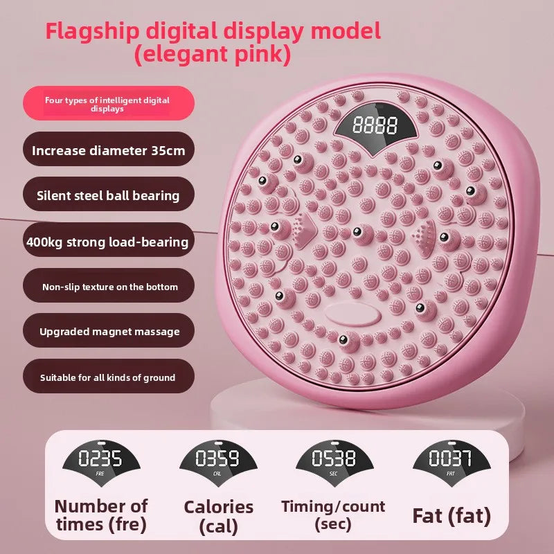 Magnetic Waist Twisting Disc with Foot Massage & Counter Twist Exercise Board Qst Pink-Digital