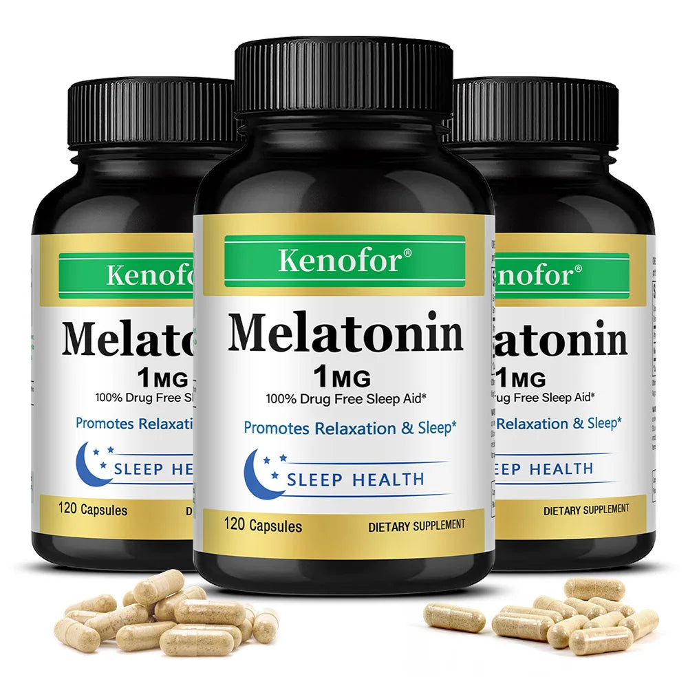 VITALXTRA Melatonin 1mg Capsules – Natural Sleep Support 120ct Melatonin Supplement Qst 120 count-3 bottle