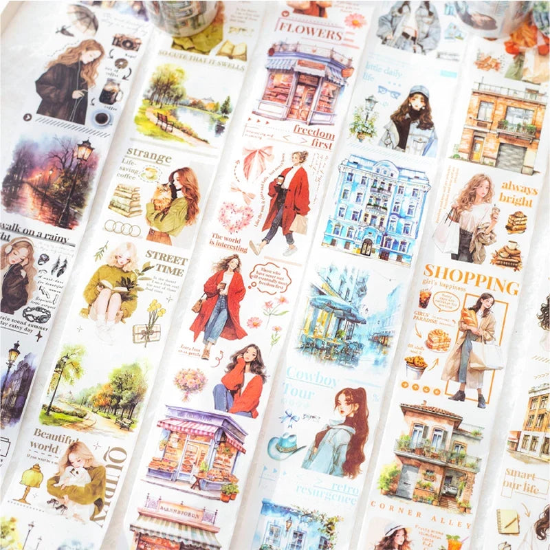 Watercolor Forest Girl Washi Tape – Junk Journal & Collage Decorative Washi Tape Qme