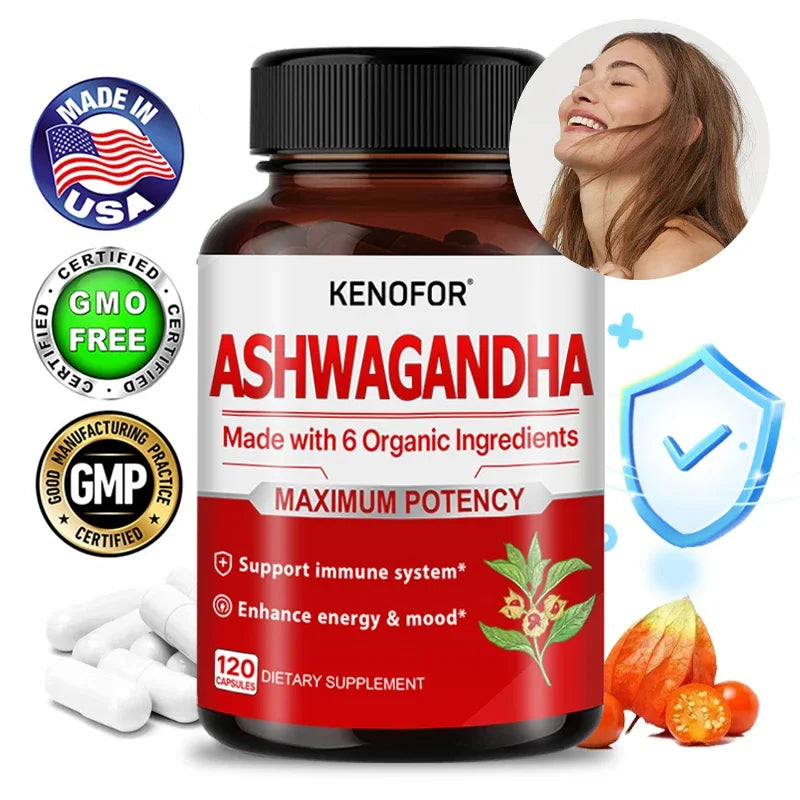 Organic Ashwagandha 120 Veggie Capsules – Mood & Energy Herbal Supplement Qst